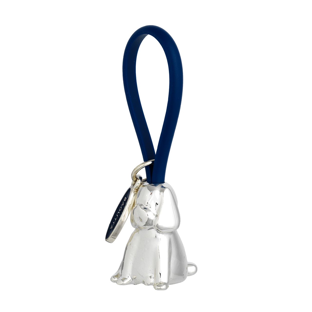 PORTACHIAVI CANE ARGENTATO GANCIO IN SILICONE BLU